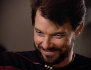 Troi: "Were you here all along?"Riker: "Yes"Man, Riker is soo cool!