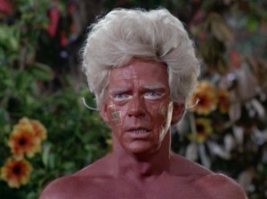 Kirk runs into an alien and punches him. He starts to cry