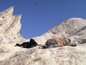 They transport to a moon and have to survive until Voyager comes for them