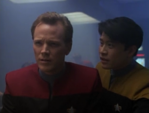 Barclay resets the "program" and we get to see the events of Caretaker again. That's cool