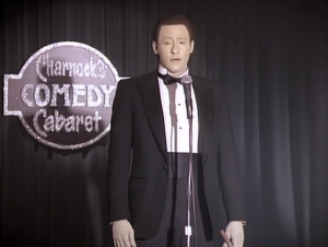 Data tries a comedy routine. It sucks 