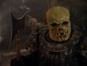 Worf fights a skull thing!