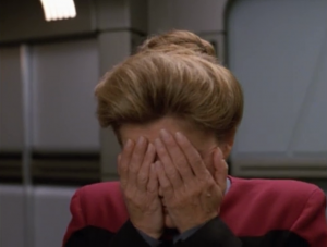 Janeway pretends that she can't see them