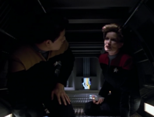Janeway tells Kim that she really appreciates him. That's sweet