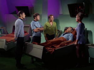 Sarek has a Vulcan heart attack and the only way to save him is for Spock to risk his life in an operation