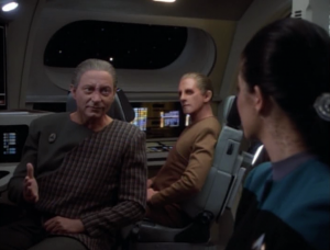 The bajoran scientist that discovered Odo comes to visit. He says there's a possible location of another life-form like Odo so they borrow a runabout and a Dax and check it out.
