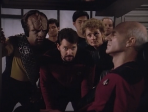 They find a shuttle floating around with another Picard