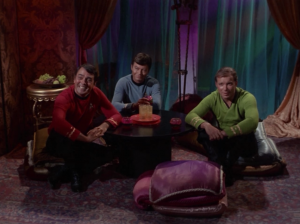 Scotty, Bones and Kirk go to some planet to check out the ladies. Real juvenile, guys