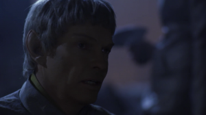 Soval says T'Pol has picked up a "human accent". She talks just like him