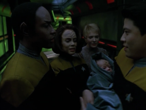 They decide to send over Kim and the baby. It doesn't really make sense to save them over anyone else, but I guess things are back to normal now.