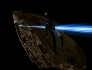 The Doctor is projected out into space