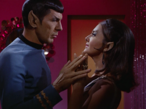 Spock and the Romulan commander have a thing goin