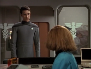 Wesley is reminded about when his father died, and Picard had to tell him
