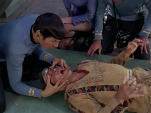 Spock does a Vulcan mind fusion with Kirk