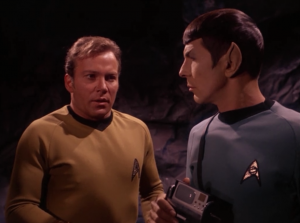 Kirk starts to feel weird so they leave