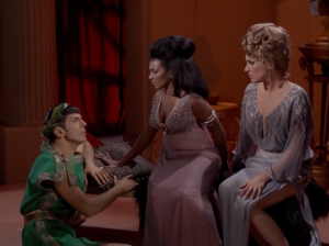They make Uhura and Chapel listen to Spock sing