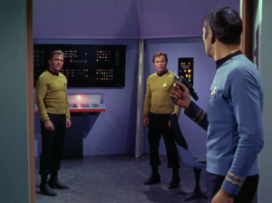 Spock has to figure out which one is really Kirk