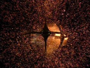 Then he has a vision of the station being evacuated and blowing up!