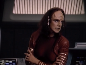 In "The Emissary" one of Worf's old girlfriends shows up. They mostly yell at each other