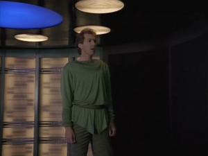 Enterprise beams aboard a Betazoid for a mission