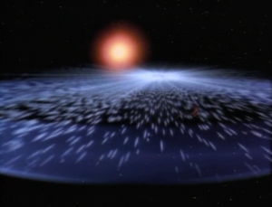 The alien sends out a shock wave that destroys the Romulan ship