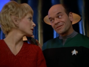 Then the Doctor kidnaps Kes. At least it looks like Robert Picardo is having fun