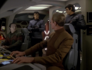 They go to see Tain (former leader of the Obsidian Order), but they're picked up by the Romulans