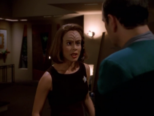 B'Elanna says his family is too perfect and that it needs to be more realistic. She says she'll adjust the program. That's fine. He can probably trust her on this one. She's probably not some sicko that would make one of his kids die or something