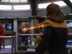 The aliens get tired of waiting for their super-transporter, and just take over the ship