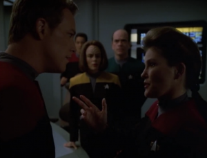 Janeway comes up with an idea to make an alliance with the Borg