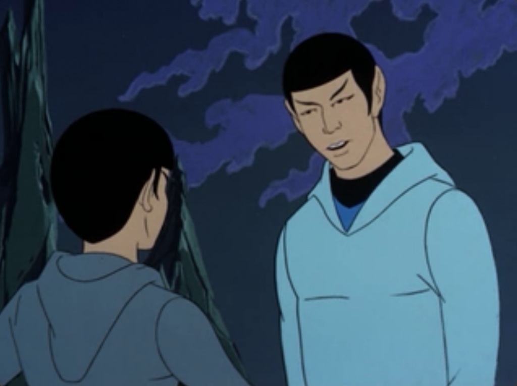 Spock teaches his younger self the ways "Vulcans do not lack emotion, it is only that ours is controlled. Logic offers a serenity humans seldom experience in full"