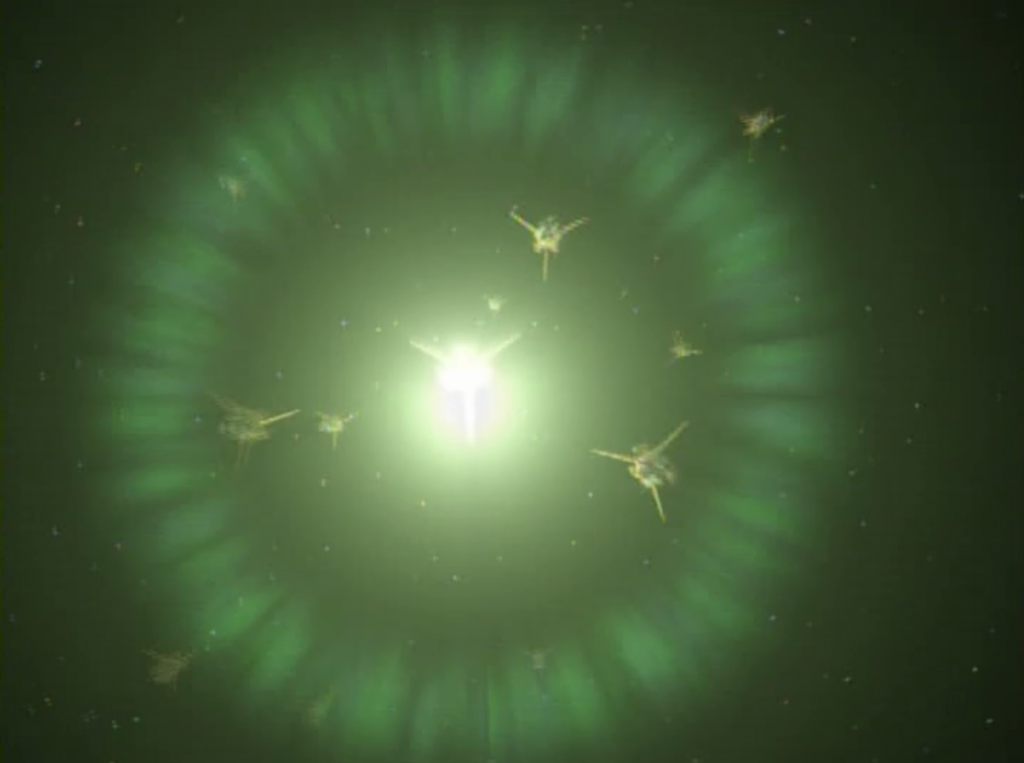 Voyager destroys more ships. 7 of 9 gets word from the collective that species 8472 retreats back into their own space