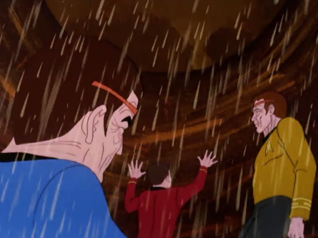 It starts to rain and the urn starts filling with water! Yeah! Now this episode has some serious urgency!