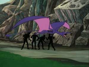 They send an away team to get Uhura, but are intercepted by pterodactyls