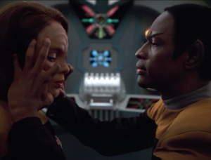 Tuvok does a mind meld with B'Elanna for some research. He says it's only a partial mind meld or something, and that he's only looking at that specific memory