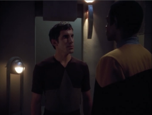 Tuvok questions someone who came in contact with B'Elanna during the incident because he gave B'Elanna the creeps