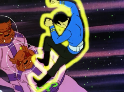 But then Spock drop kicks them and swipes the weapon