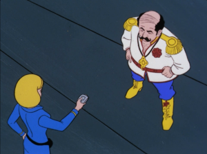 Chapel catches up with him in the shuttle bay 