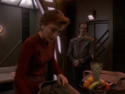 Dukat has been demoted because of Ziyal, and now has to transport Kira somewhere.