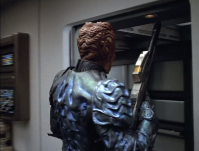 Somehow the Hirogen guy breaks out of the medical bay