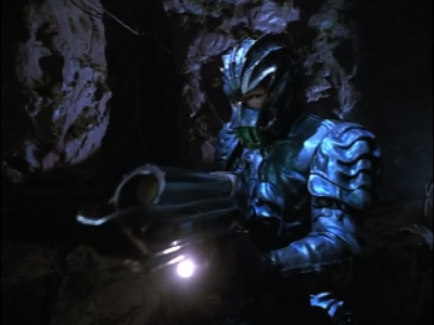 A couple Hirogen gun down a member of species 8472