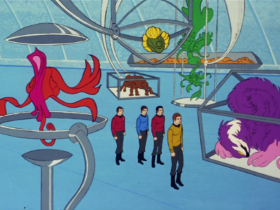 He shows them where he keeps all the species that he's interacted with throughout history