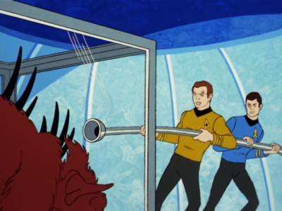 So Kirk starts wrecking up the place