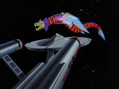 Meanwhile Enterprise breaks free of the bubble and starts firing of Kukulkan's ship