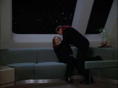 Choking! Tuvok comes to save the day, and takes Paris away