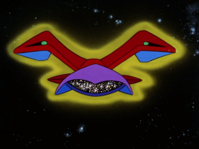 Then a weird ship appears